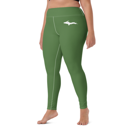 Michigan Upper Peninsula Yoga Leggings (w/ UP Outline) | Pine Green