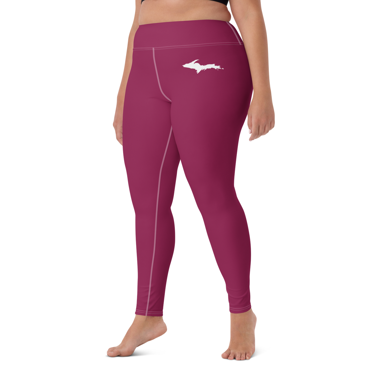 Michigan Upper Peninsula Yoga Leggings (w/ UP Outline) | Ruby Red