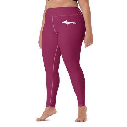 Michigan Upper Peninsula Yoga Leggings (w/ UP Outline) | Ruby Red