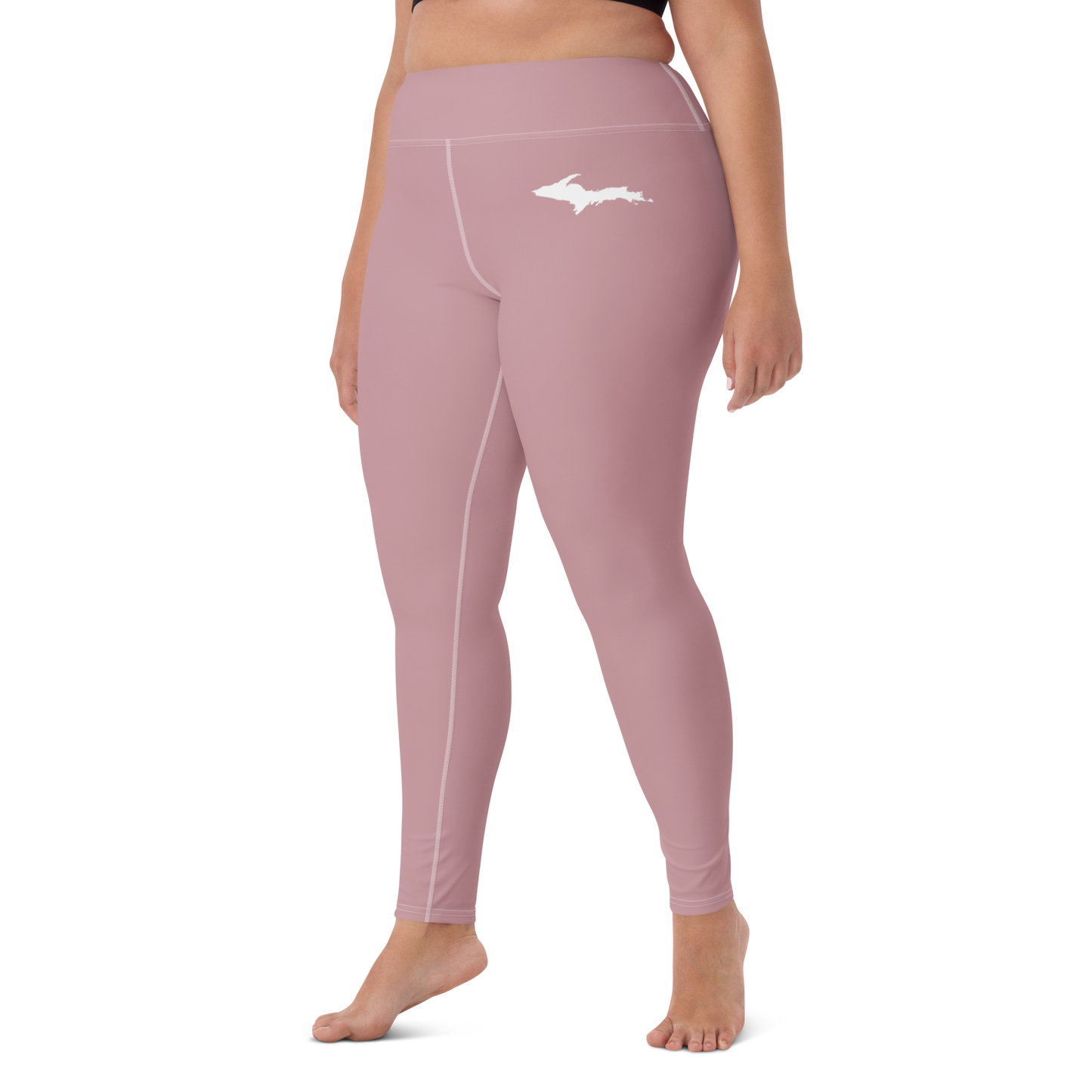 Michigan Upper Peninsula Yoga Leggings (w/ UP Outline) | Cherry Blossom Pink