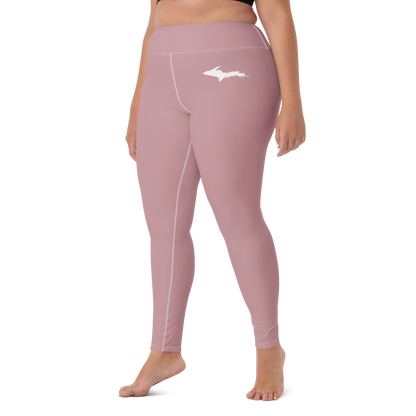 Michigan Upper Peninsula Yoga Leggings (w/ UP Outline) | Cherry Blossom Pink