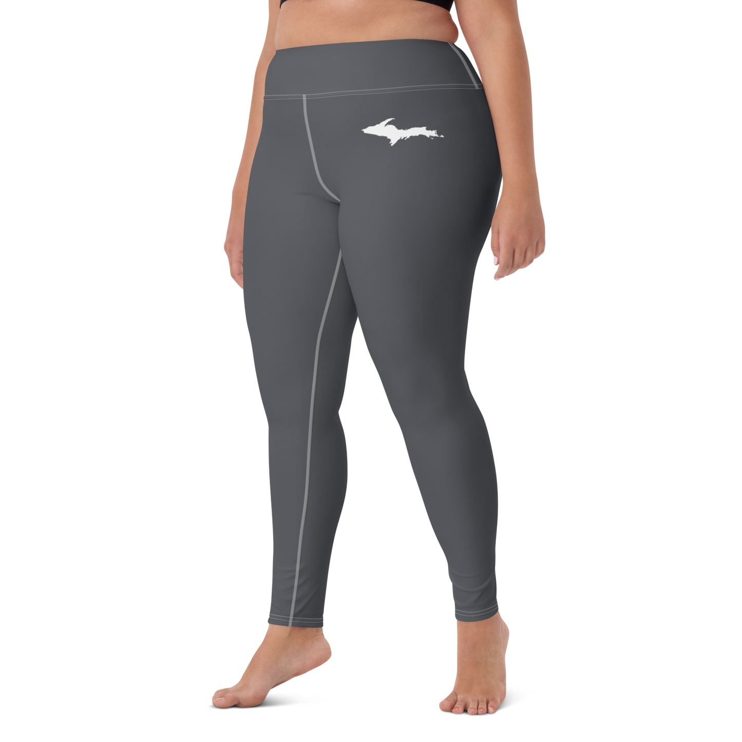 Michigan Upper Peninsula Yoga Leggings (w/ UP Outline) | Iron Ore Grey