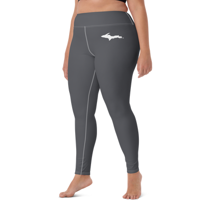 Michigan Upper Peninsula Yoga Leggings (w/ UP Outline) | Iron Ore Grey