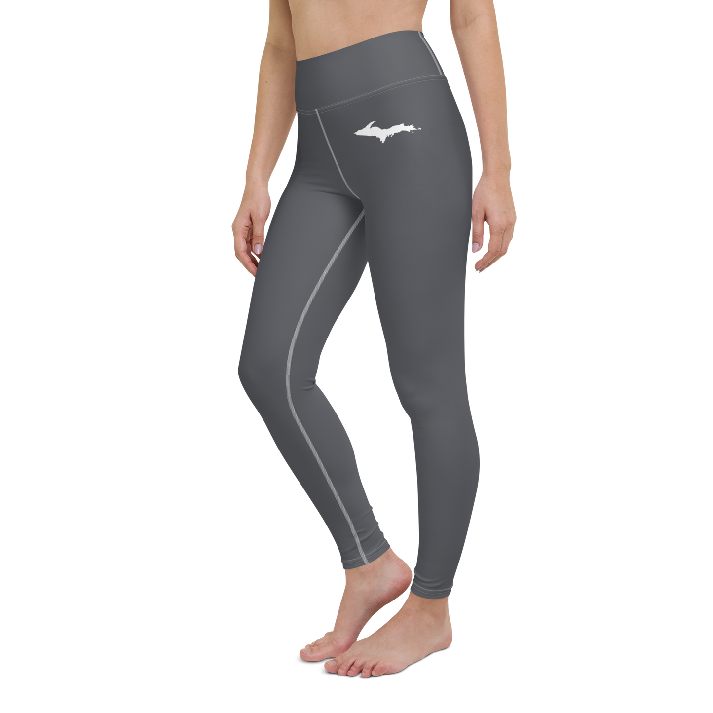 Michigan Upper Peninsula Yoga Leggings (w/ UP Outline) | Iron Ore Grey