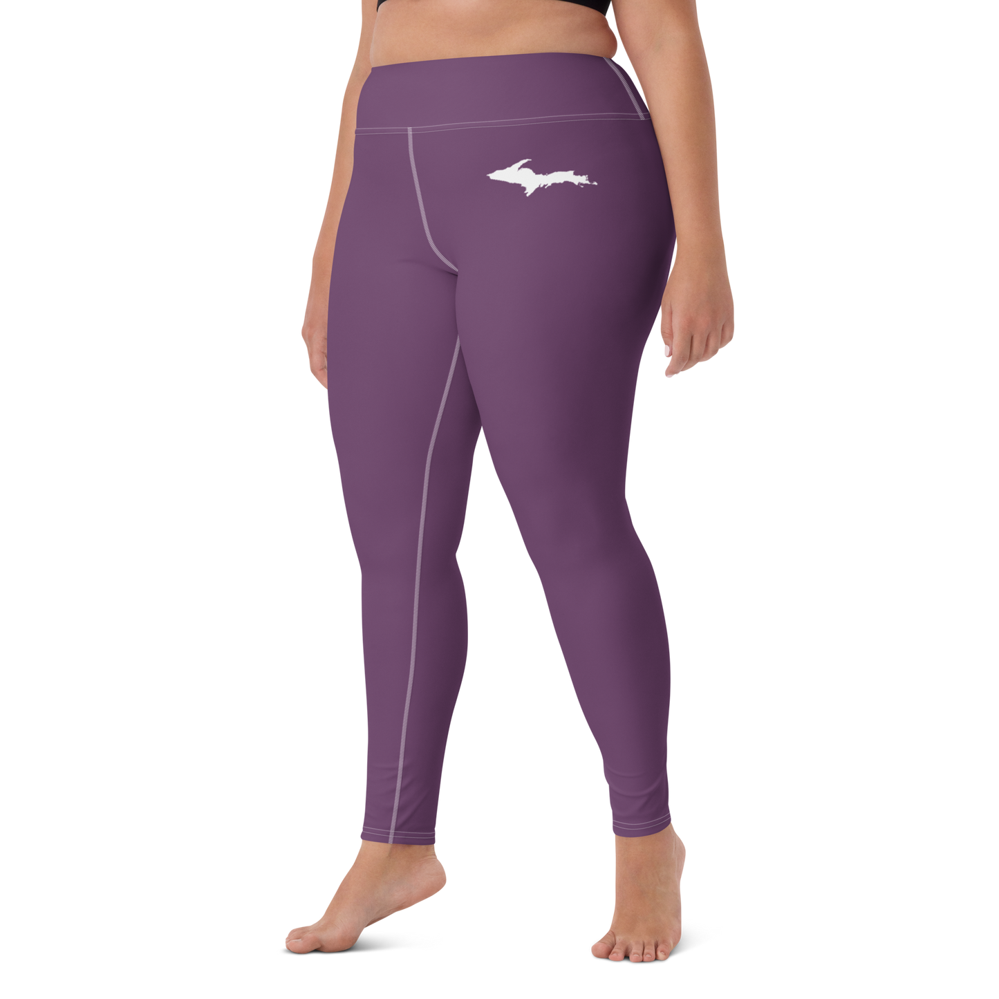 Michigan Upper Peninsula Yoga Leggings (w/ UP Outline) | Plum