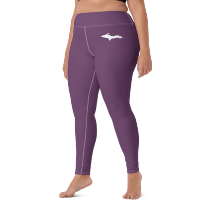 Michigan Upper Peninsula Yoga Leggings (w/ UP Outline) | Plum