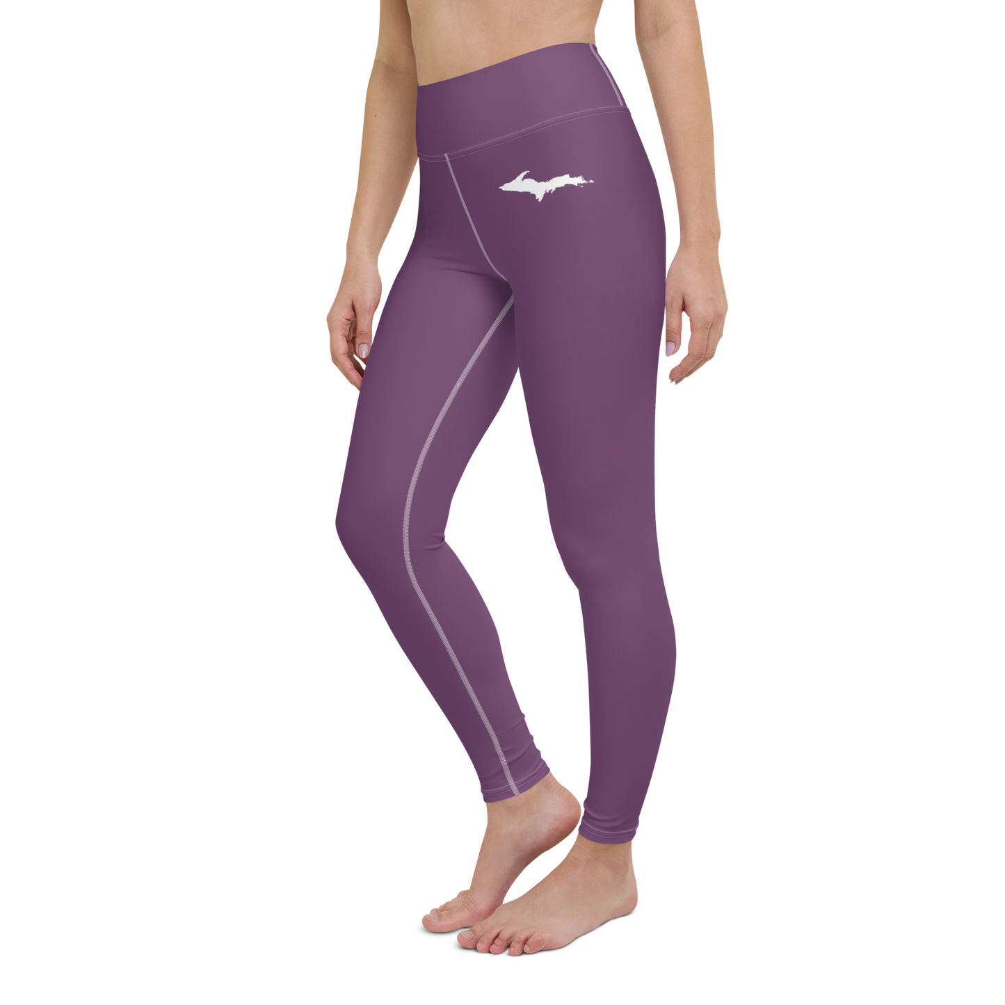 Michigan Upper Peninsula Yoga Leggings (w/ UP Outline) | Plum