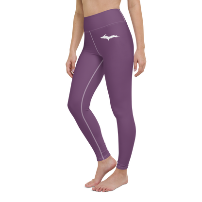 Michigan Upper Peninsula Yoga Leggings (w/ UP Outline) | Plum