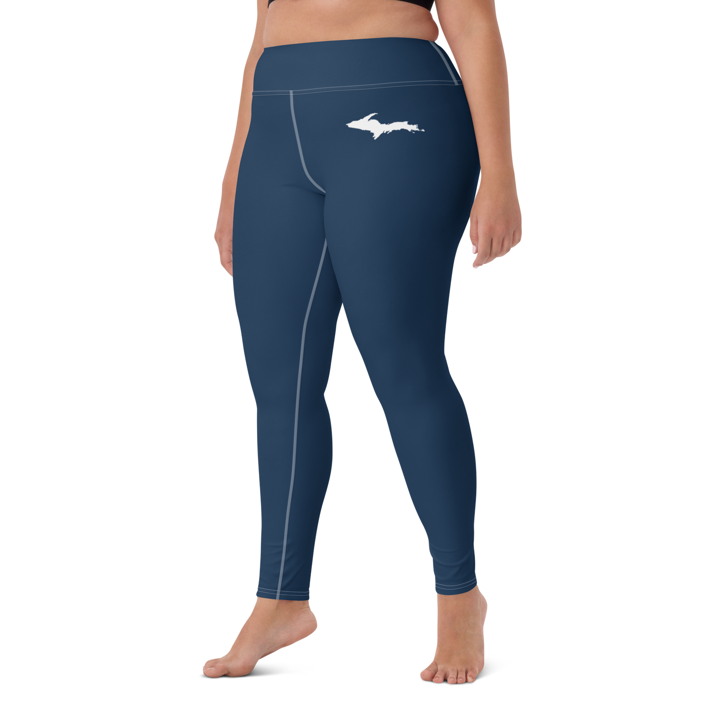 Michigan Upper Peninsula Yoga Leggings (w/ UP Outline) | Navy