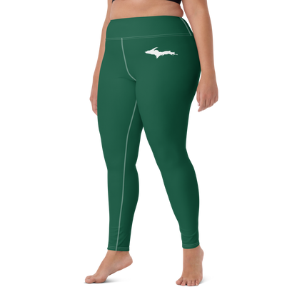 Michigan Upper Peninsula Yoga Leggings (w/ UP Outline) | Superior Green