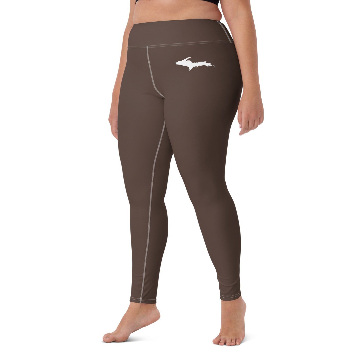 Michigan Upper Peninsula Yoga Leggings (w/ UP Outline) | Hickory Color