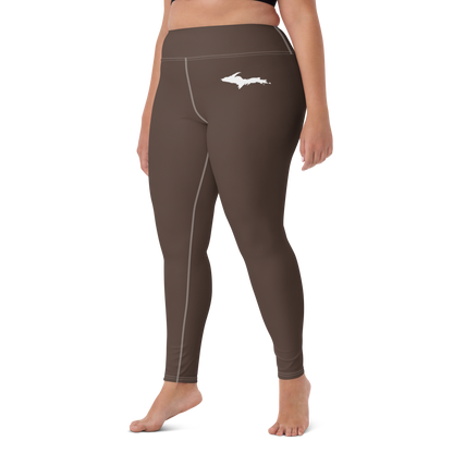 Michigan Upper Peninsula Yoga Leggings (w/ UP Outline) | Hickory Color