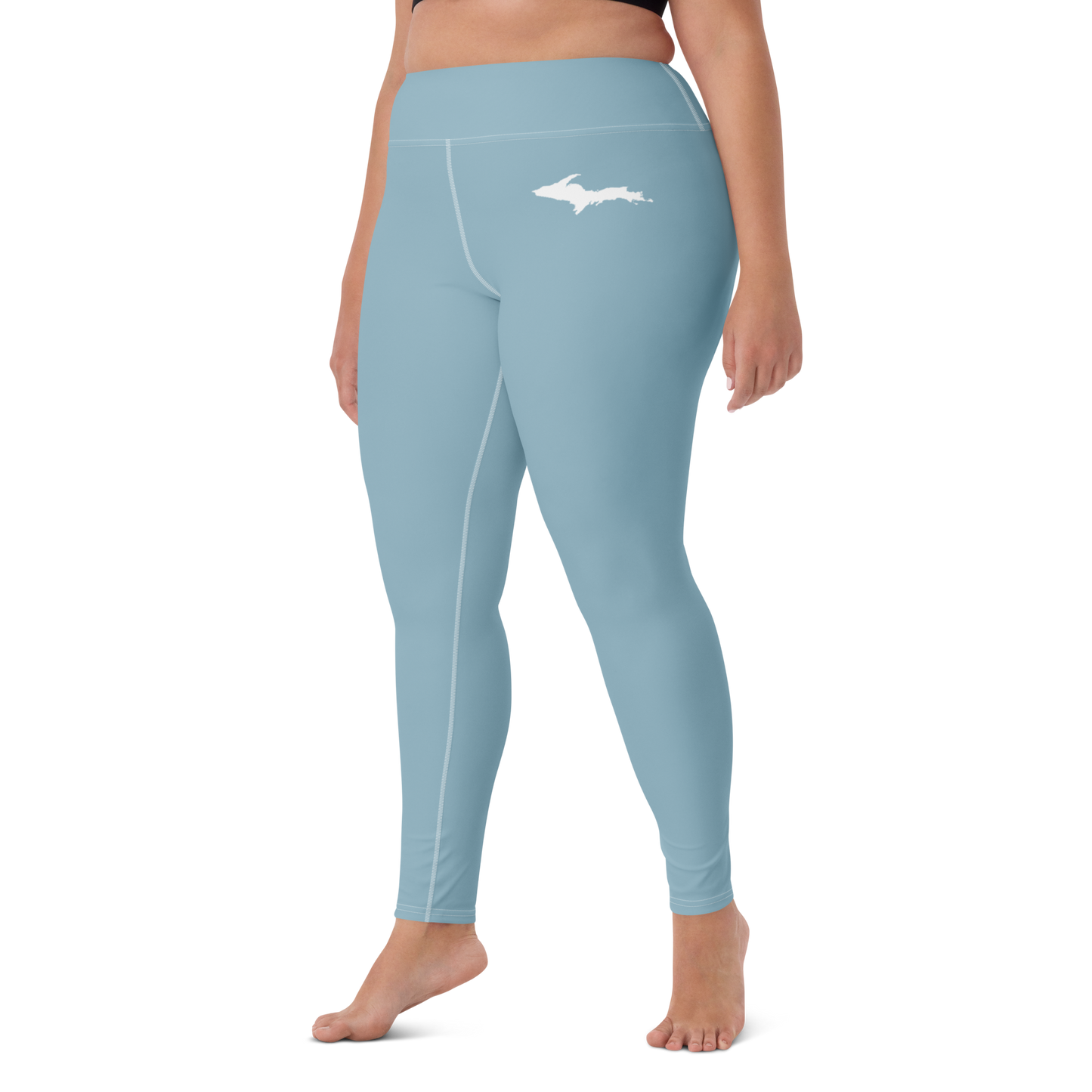 Michigan Upper Peninsula Yoga Leggings (w/ UP Outline) | Opal Blue