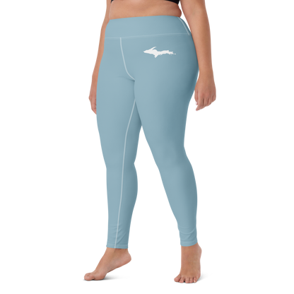 Michigan Upper Peninsula Yoga Leggings (w/ UP Outline) | Opal Blue