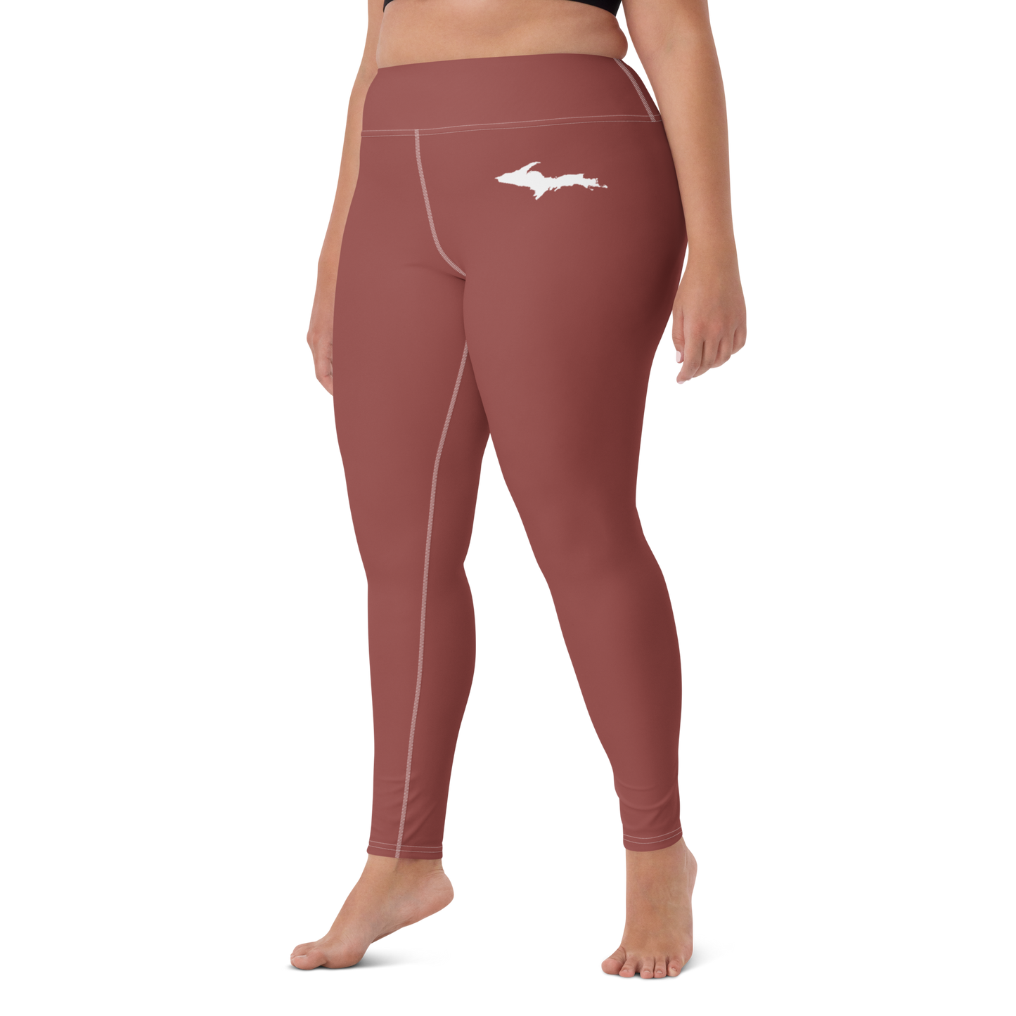 Michigan Upper Peninsula Yoga Leggings (w/ UP Outline) | Ore Dock Red