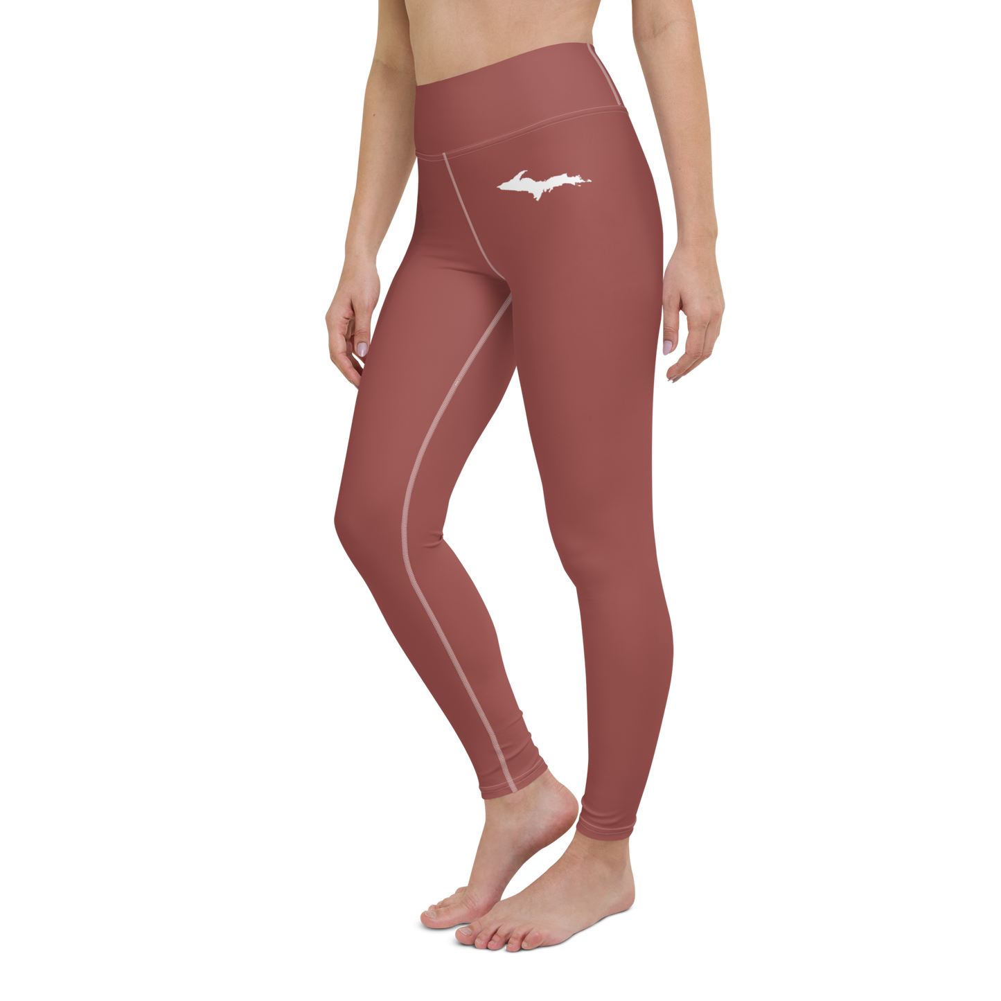 Michigan Upper Peninsula Yoga Leggings (w/ UP Outline) | Ore Dock Red