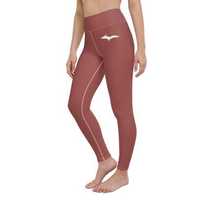 Michigan Upper Peninsula Yoga Leggings (w/ UP Outline) | Ore Dock Red