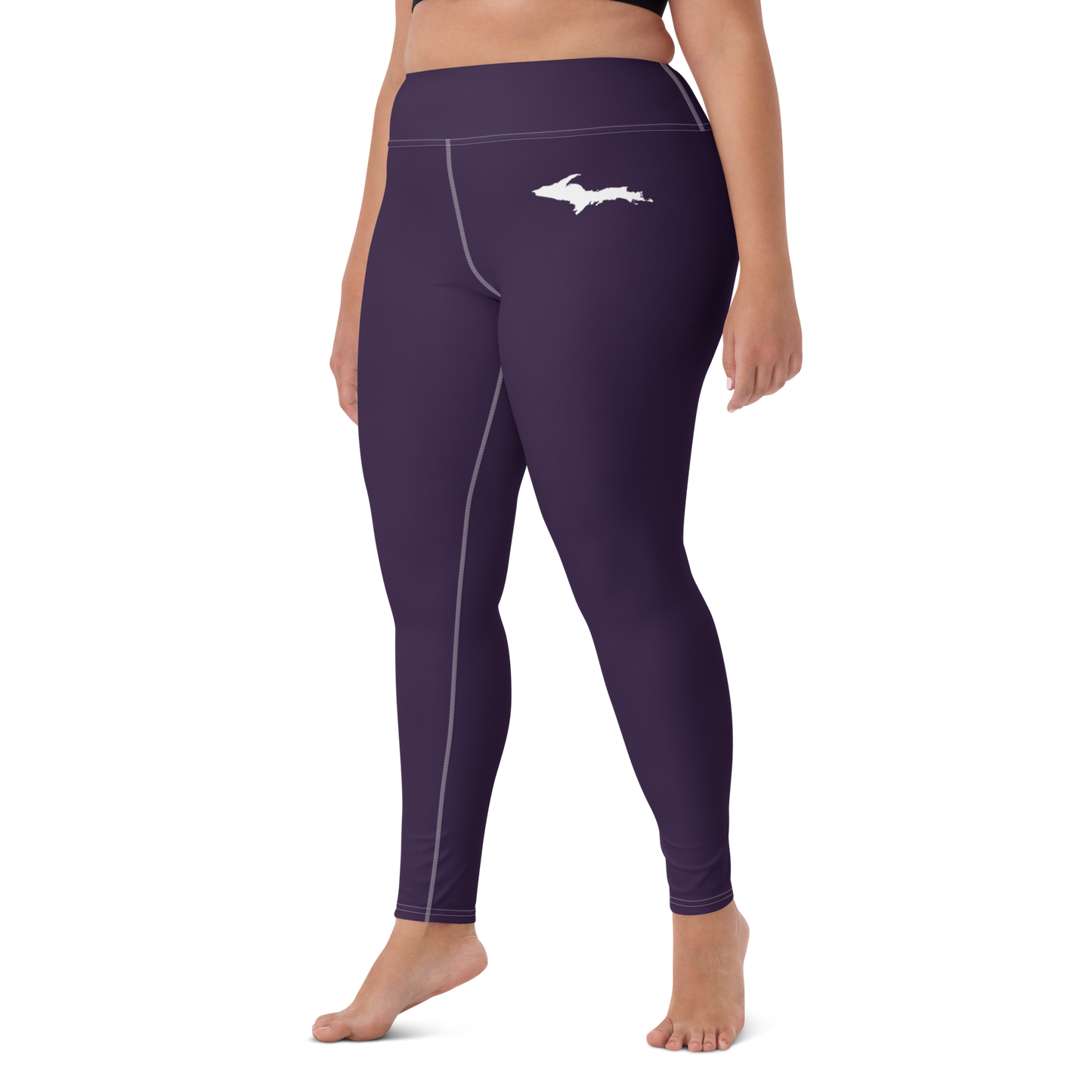 Michigan Upper Peninsula Yoga Leggings (w/ UP Outline) | Blackcurrant