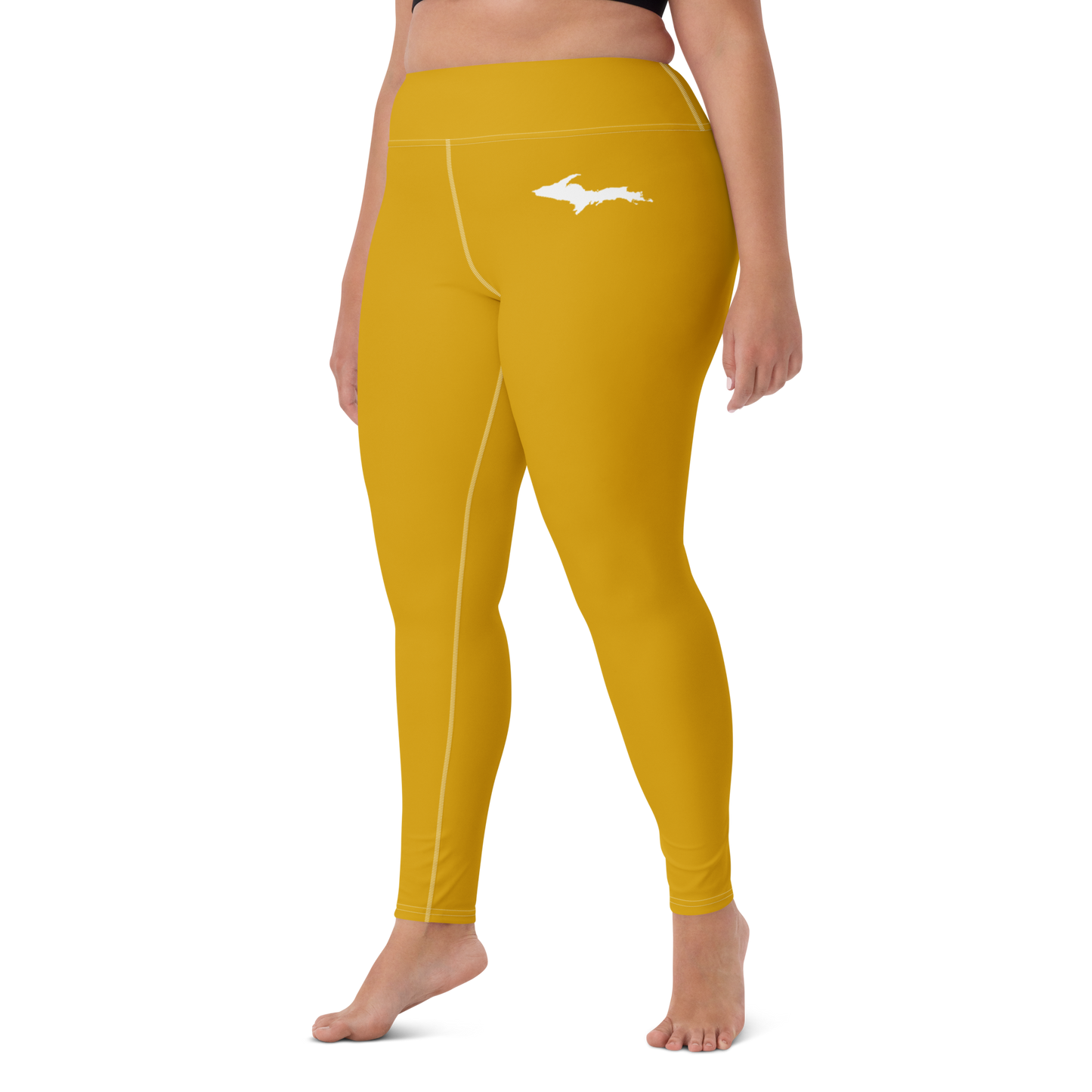 Michigan Upper Peninsula Yoga Leggings (w/ UP Outline) | Gold