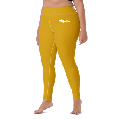 Michigan Upper Peninsula Yoga Leggings (w/ UP Outline) | Gold