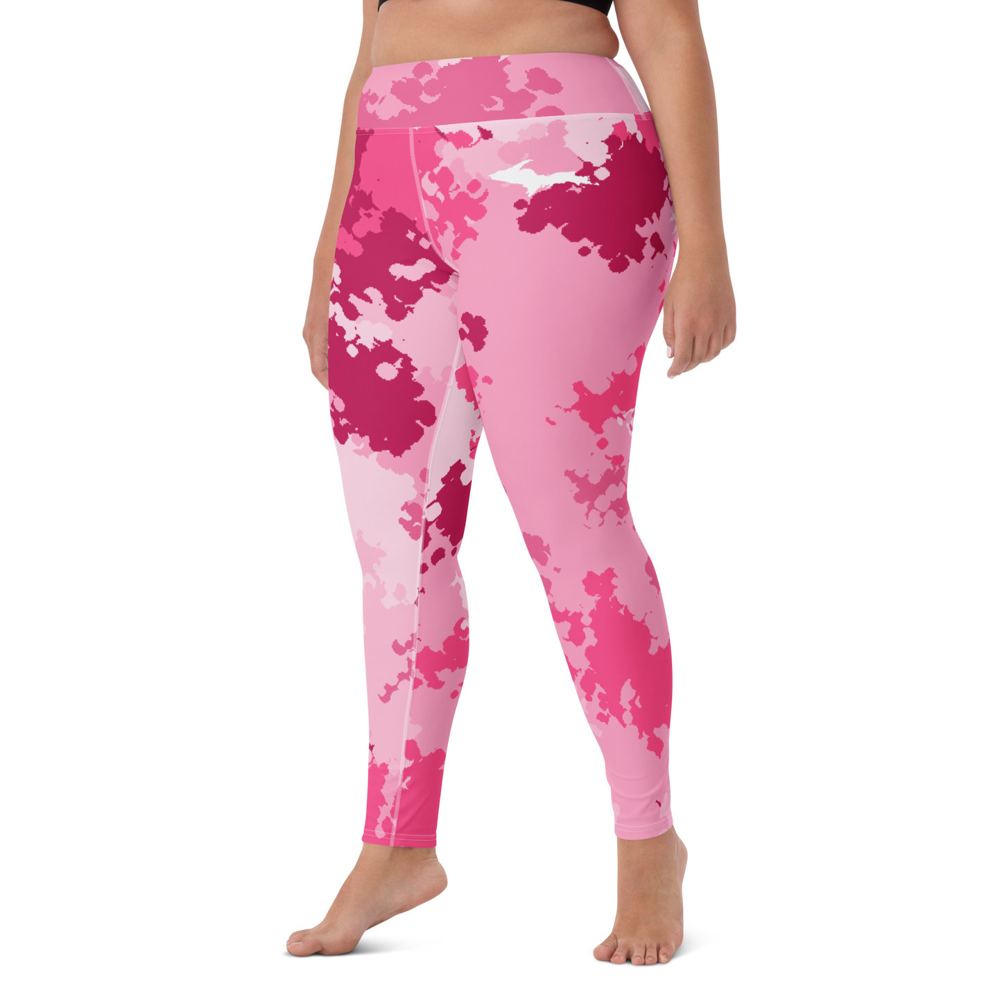 Michigan Upper Peninsula Yoga Leggings (w/ UP Outline) | Pink Camo