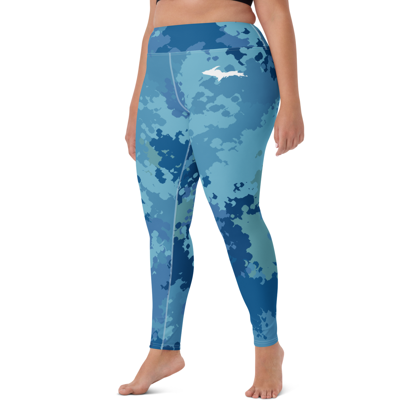 Michigan Upper Peninsula Yoga Leggings (w/ UP Outline) | Great Lakes Camo