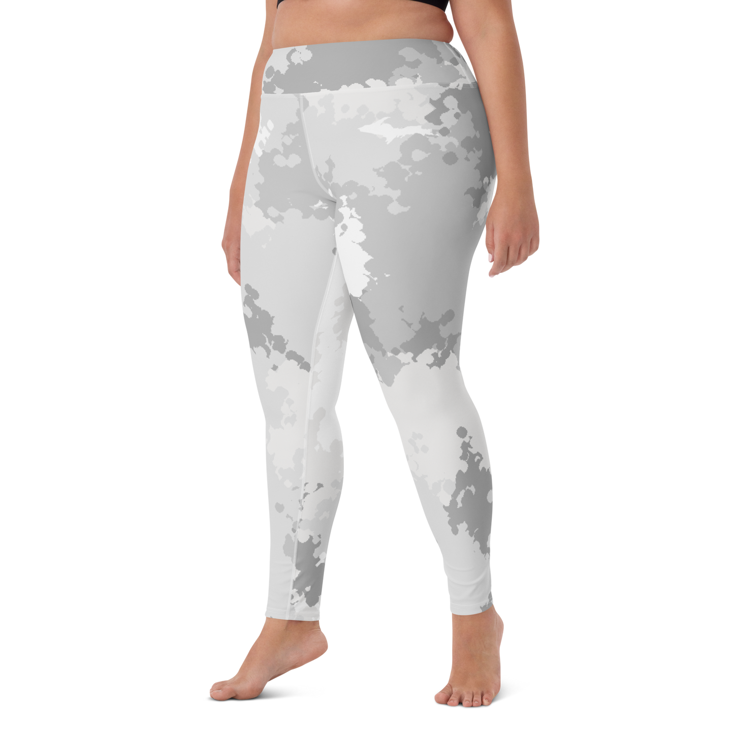 Michigan Upper Peninsula Yoga Leggings (w/ UP Outline) | Snow Camo