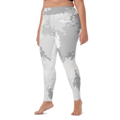 Michigan Upper Peninsula Yoga Leggings (w/ UP Outline) | Snow Camo