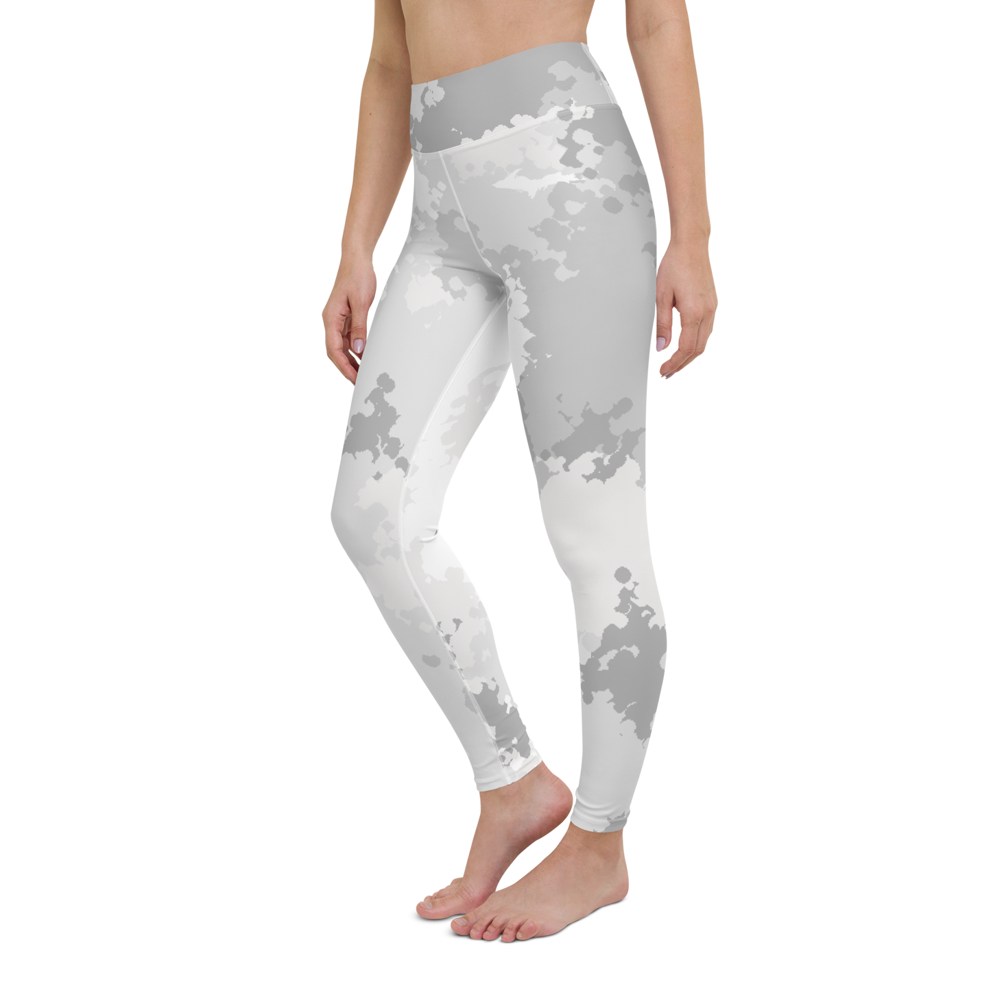 Michigan Upper Peninsula Yoga Leggings (w/ UP Outline) | Snow Camo