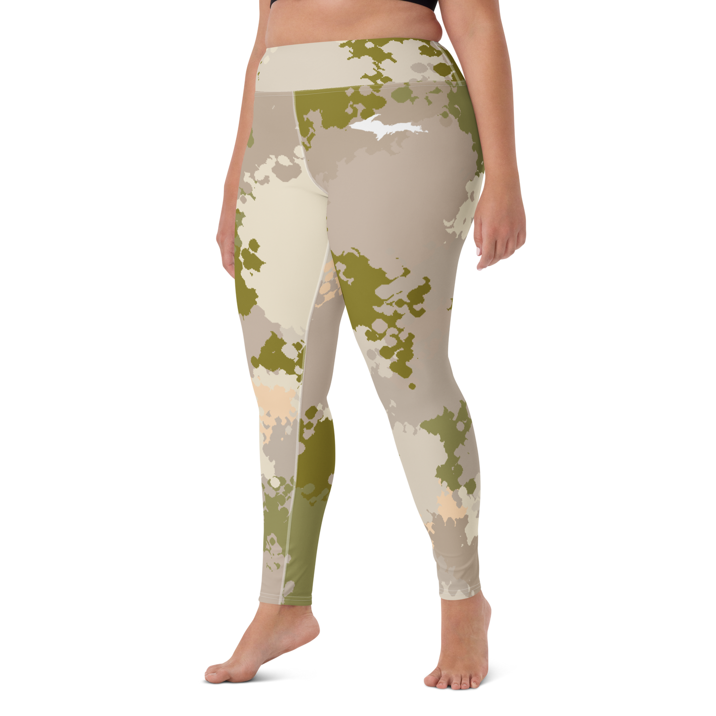 Michigan Upper Peninsula Yoga Leggings (w/ UP Outline) | Rosy Mound Camo