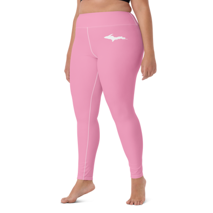 Michigan Upper Peninsula Yoga Leggings (w/ UP Outline) | '67 Caddie Pink