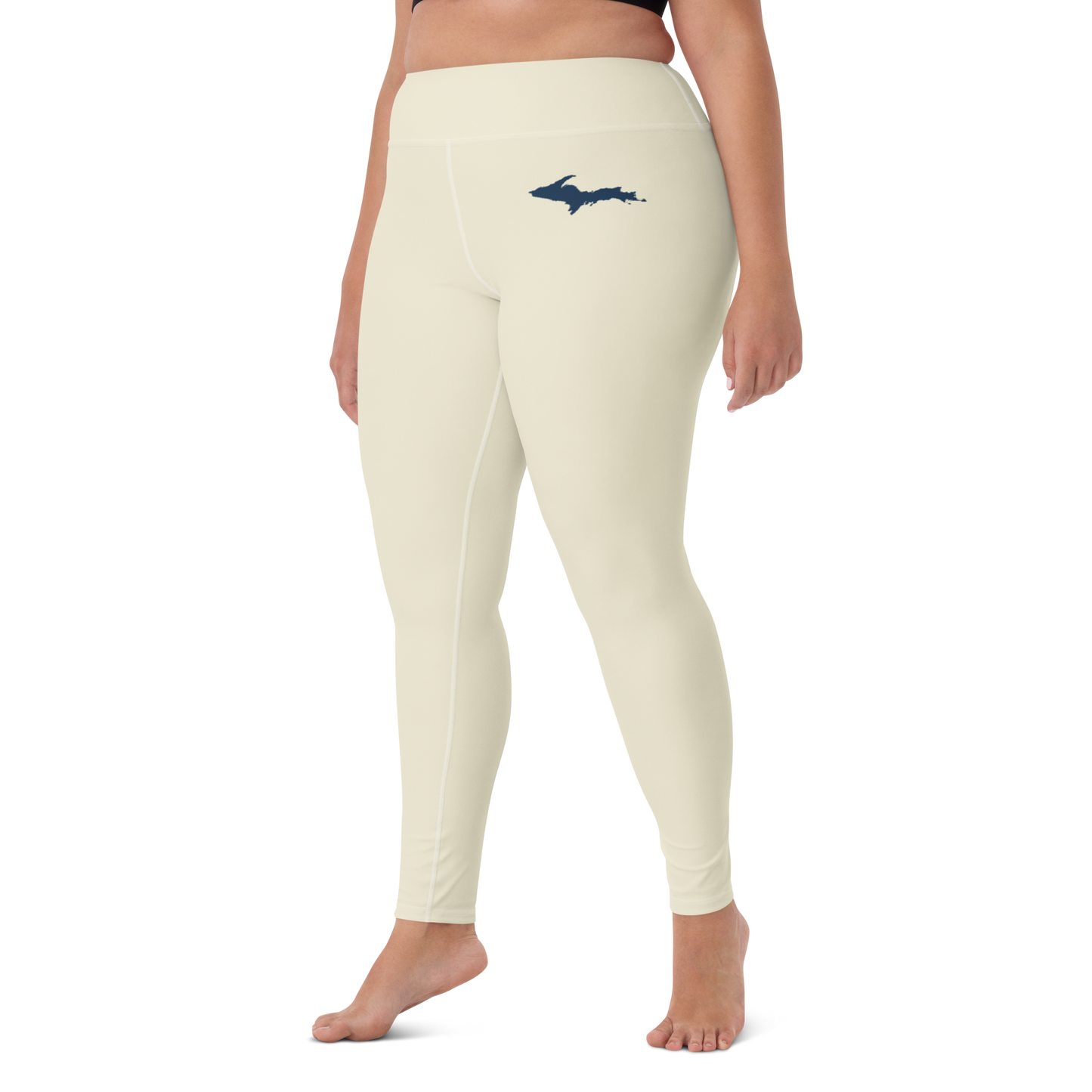 Michigan Upper Peninsula Yoga Leggings (w/ UP Outline) | Ivory