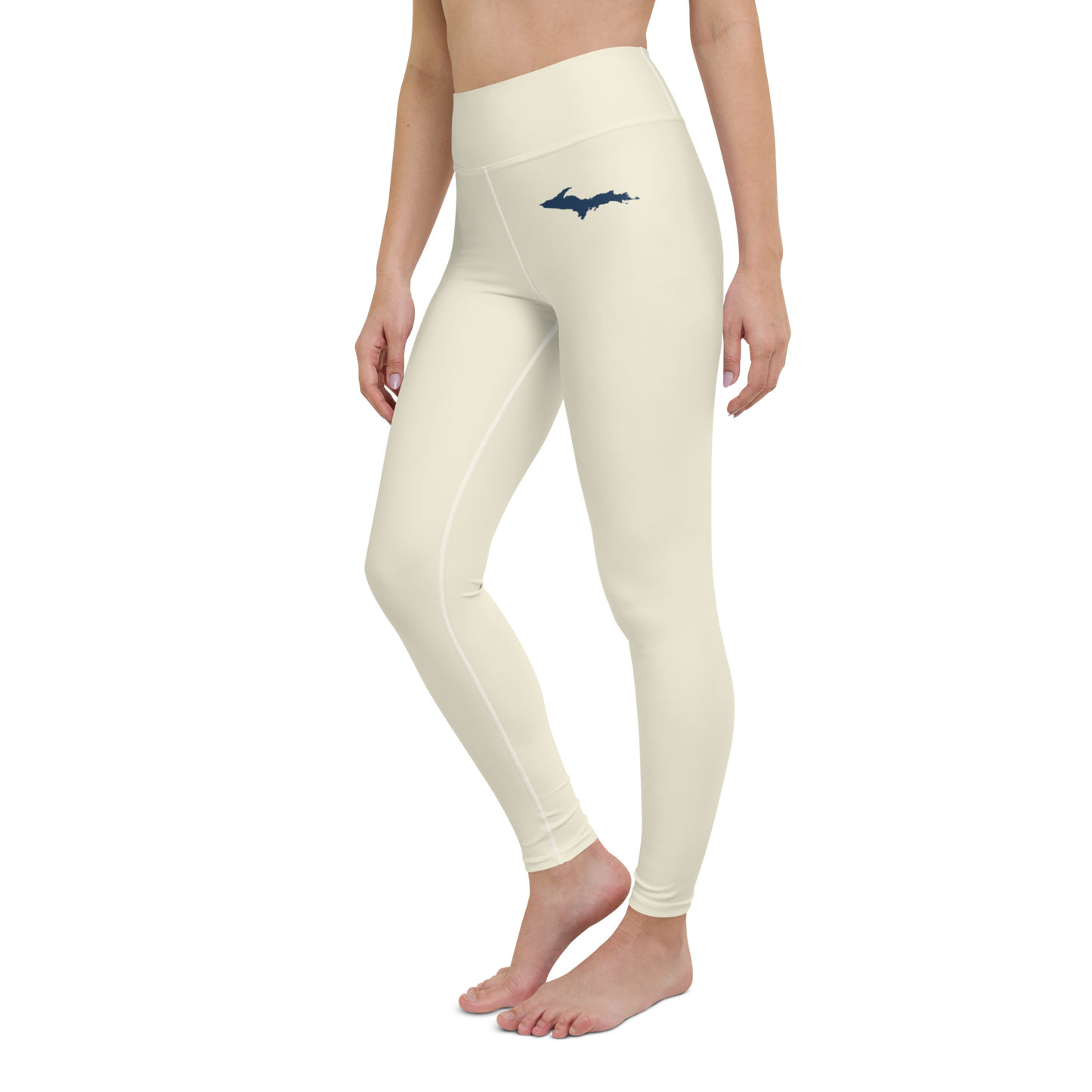 Michigan Upper Peninsula Yoga Leggings (w/ UP Outline) | Ivory