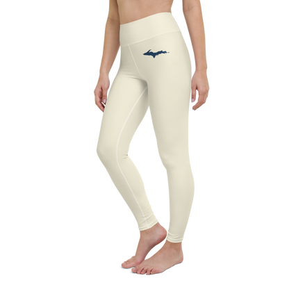 Michigan Upper Peninsula Yoga Leggings (w/ UP Outline) | Ivory