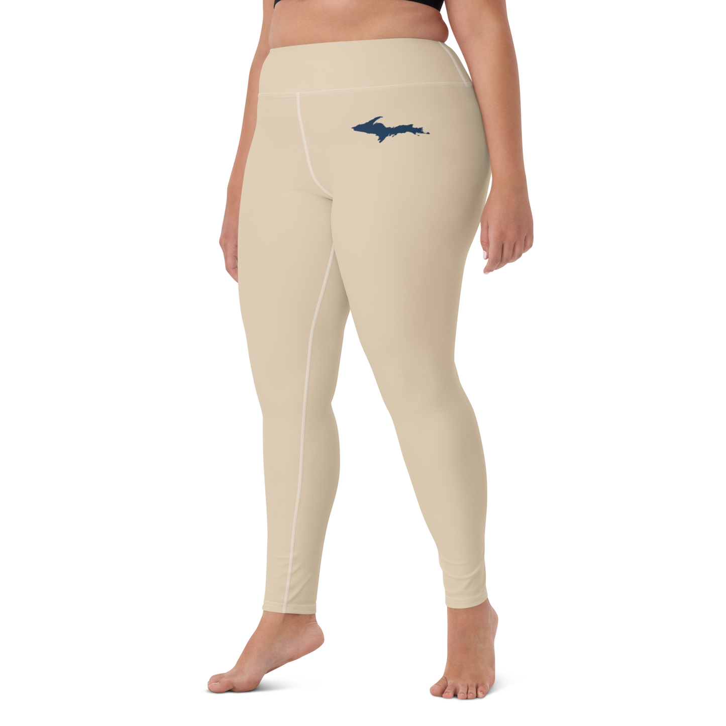 Michigan Upper Peninsula Yoga Leggings (w/ UP Outline) | Canvas Color