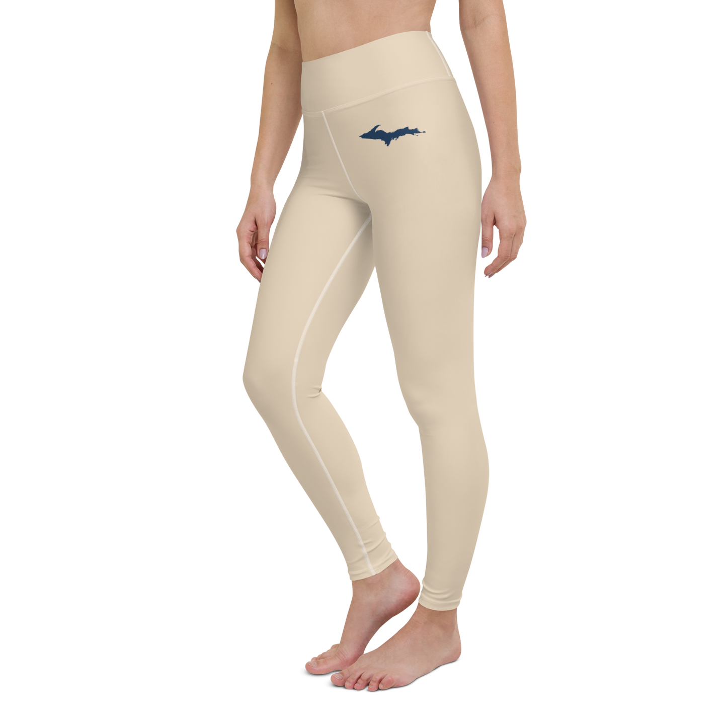 Michigan Upper Peninsula Yoga Leggings (w/ UP Outline) | Canvas Color