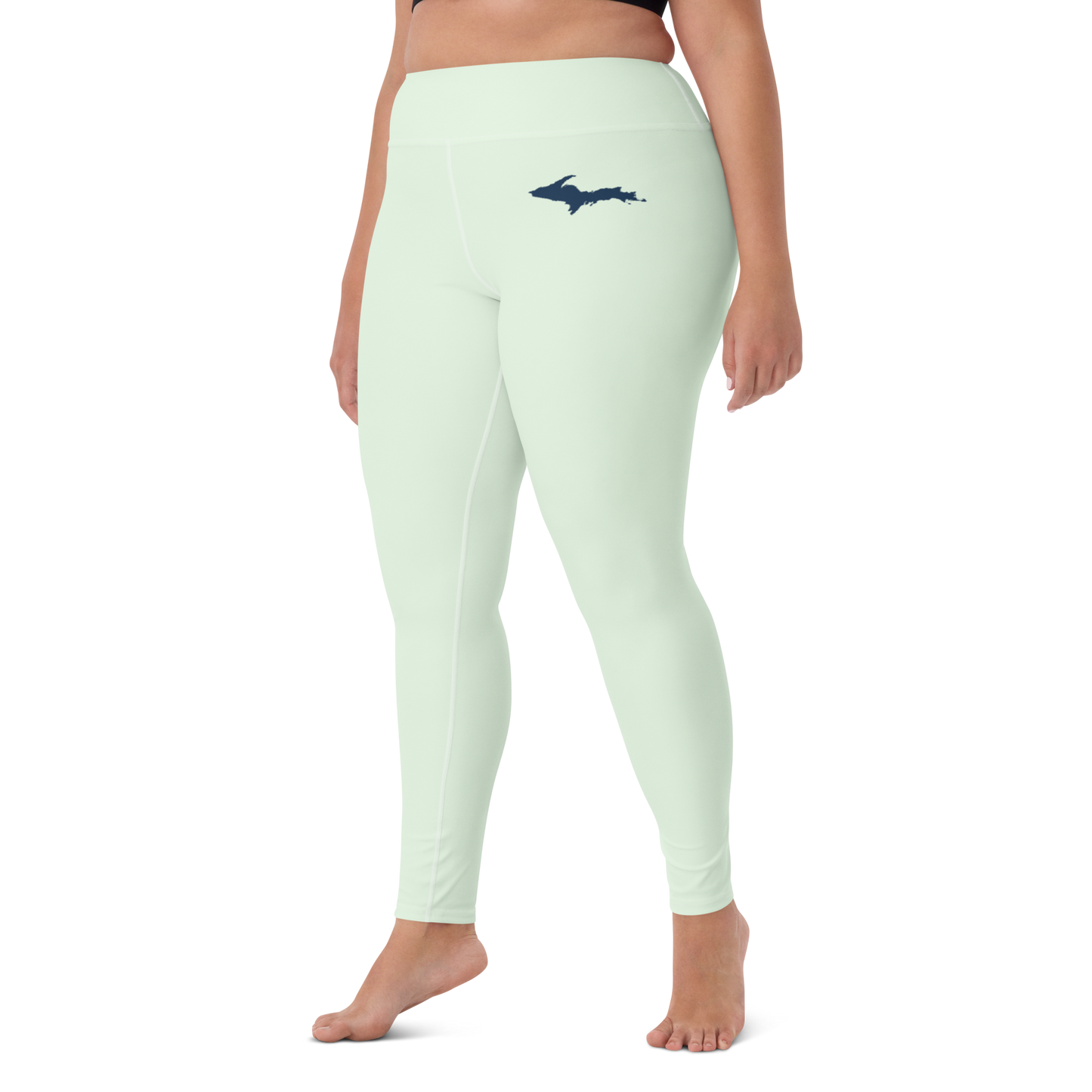 Michigan Upper Peninsula Yoga Leggings (w/ UP Outline) | Dew Green