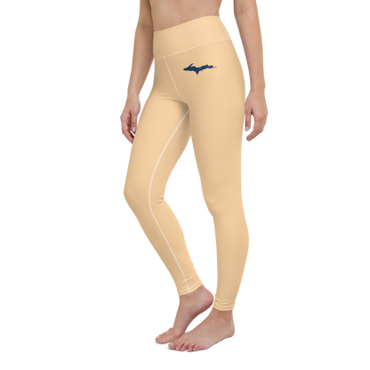 Michigan Upper Peninsula Yoga Leggings (w/ UP Outline) | Pale Apricot