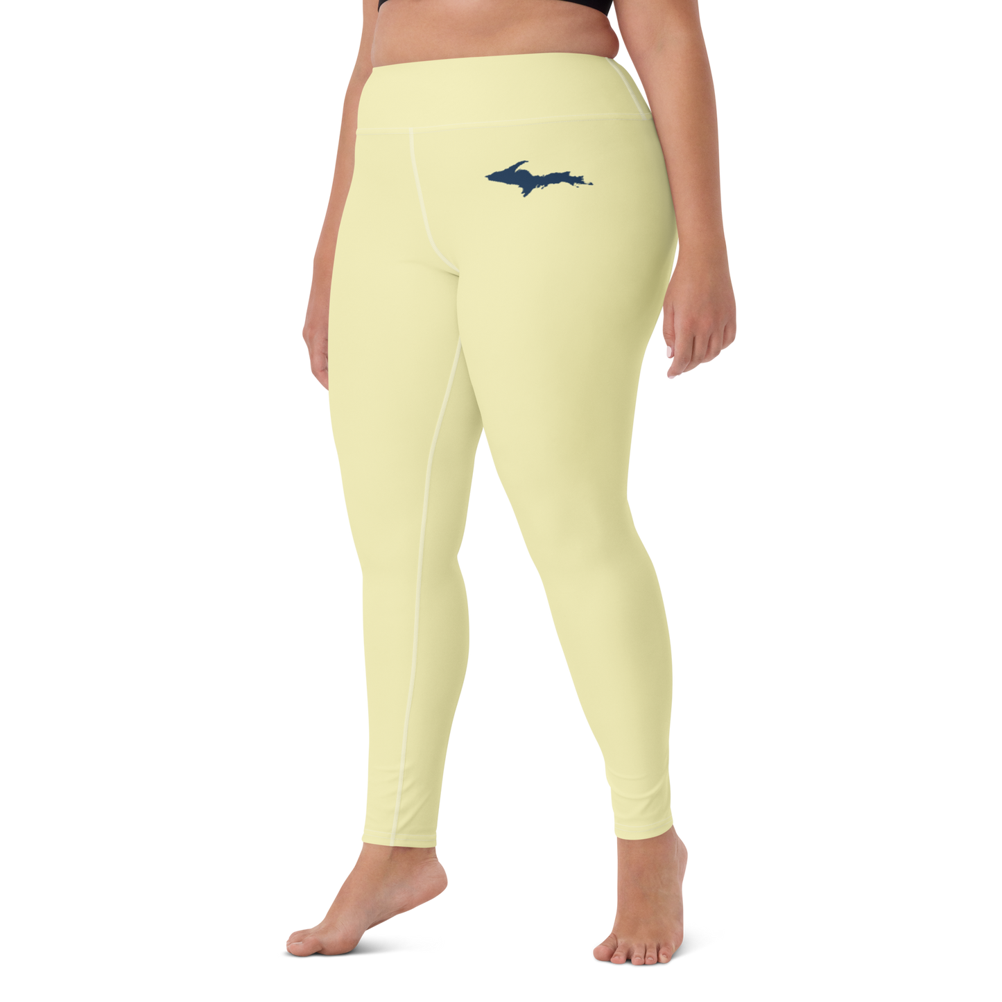 Michigan Upper Peninsula Yoga Leggings (w/ UP Outline) | Canary Yellow