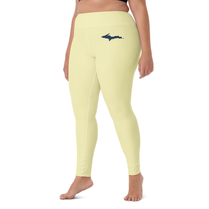 Michigan Upper Peninsula Yoga Leggings (w/ UP Outline) | Canary Yellow