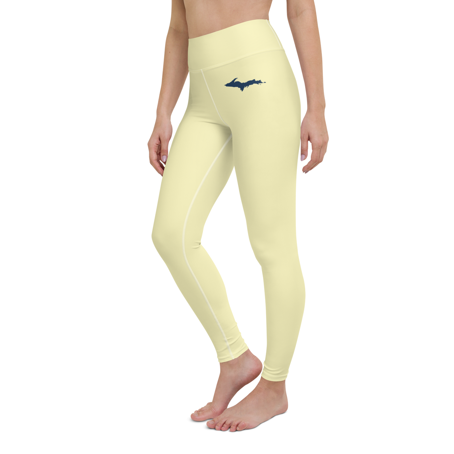 Michigan Upper Peninsula Yoga Leggings (w/ UP Outline) | Canary Yellow