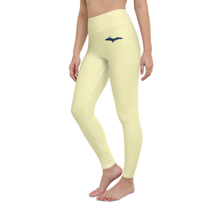 Michigan Upper Peninsula Yoga Leggings (w/ UP Outline) | Canary Yellow