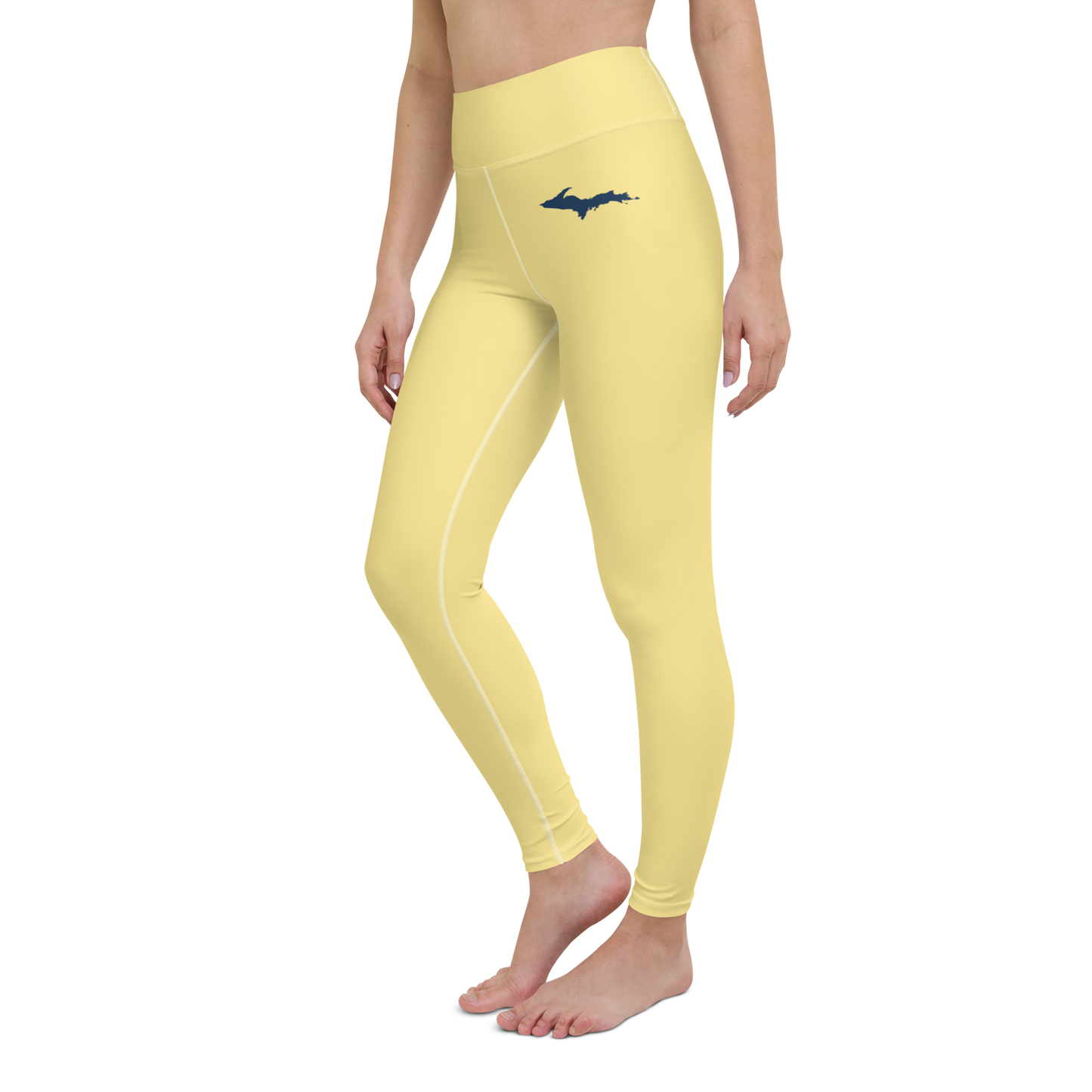 Michigan Upper Peninsula Yoga Leggings (w/ UP Outline) | Cherry Yellow