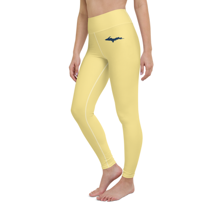 Michigan Upper Peninsula Yoga Leggings (w/ UP Outline) | Cherry Yellow