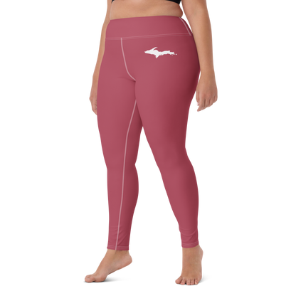 Michigan Upper Peninsula Yoga Leggings (w/ UP Outline) | Popstar Pink