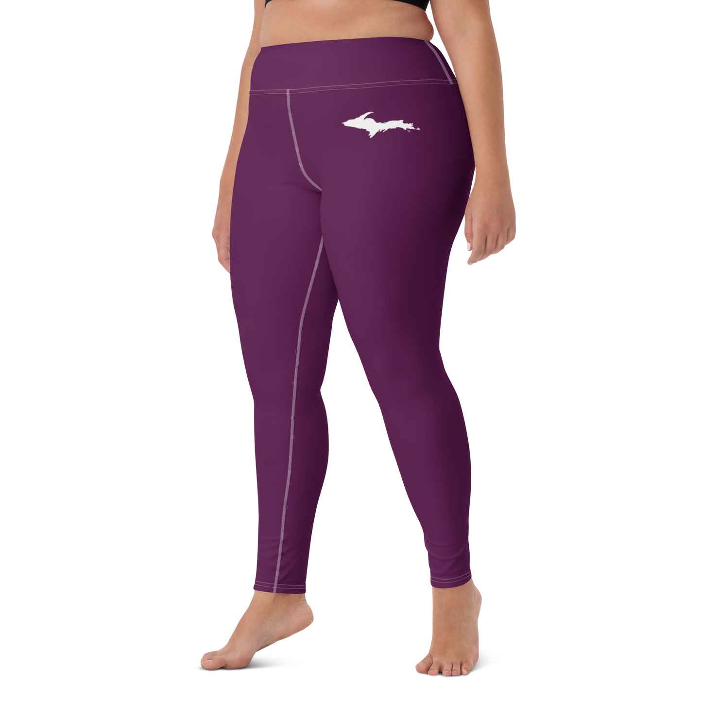 Michigan Upper Peninsula Yoga Leggings (w/ UP Outline) | Tyrian Purple