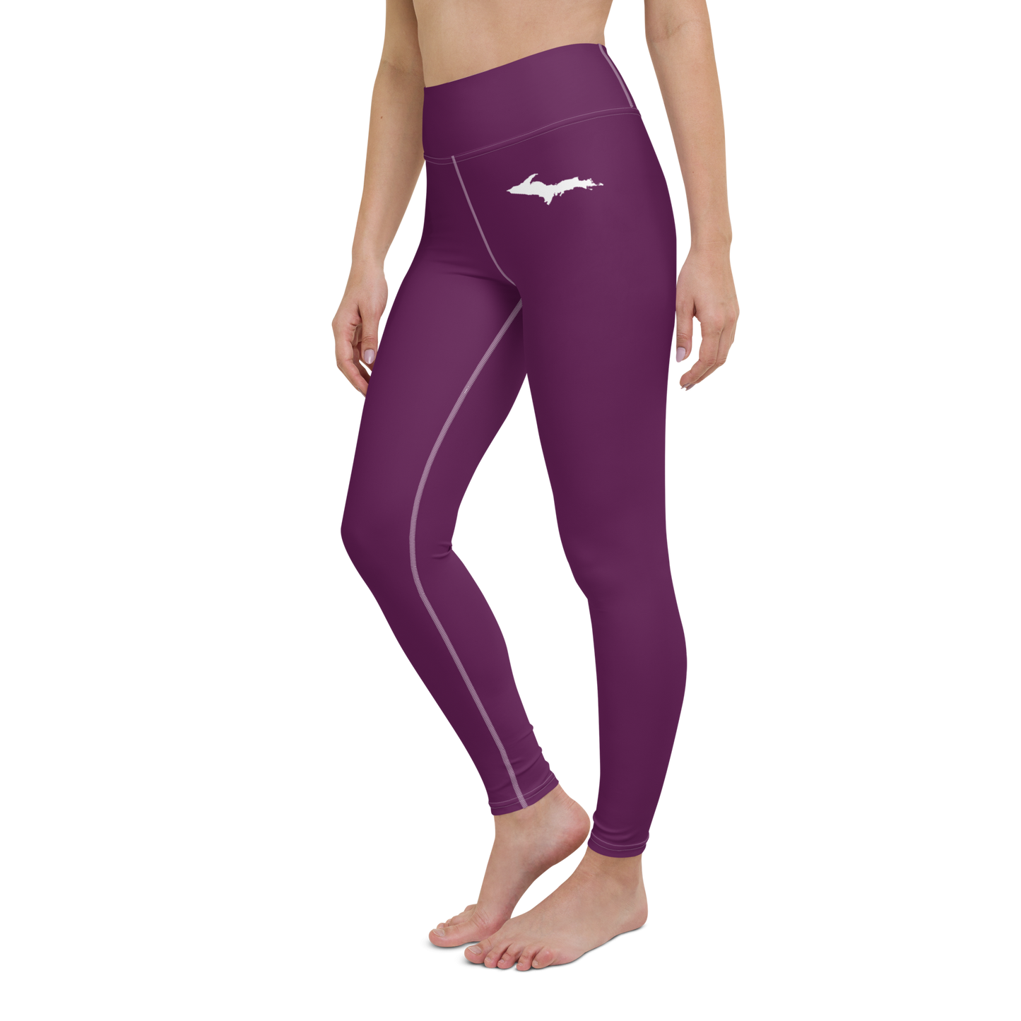 Michigan Upper Peninsula Yoga Leggings (w/ UP Outline) | Tyrian Purple