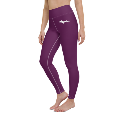 Michigan Upper Peninsula Yoga Leggings (w/ UP Outline) | Tyrian Purple