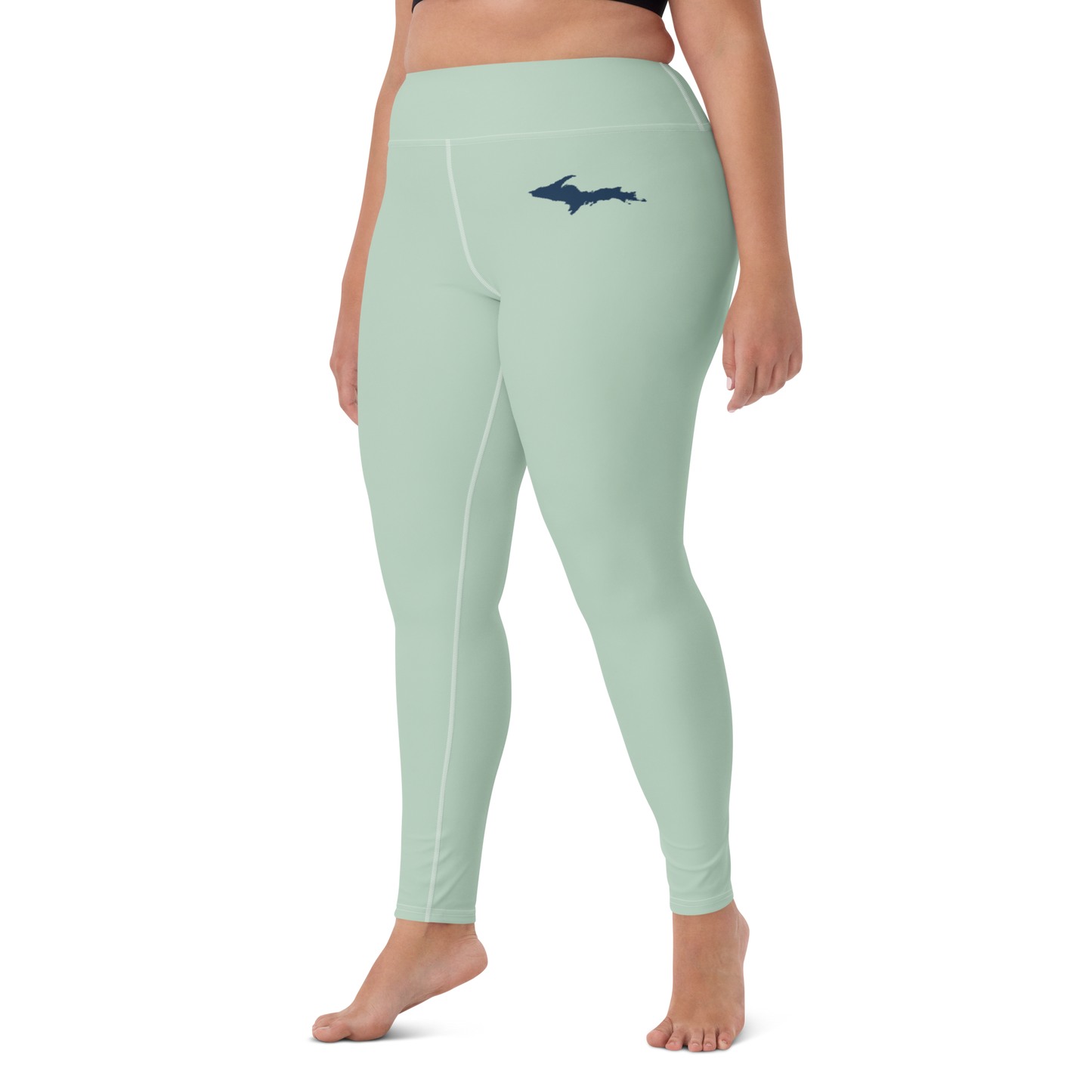 Michigan Upper Peninsula Yoga Leggings (w/ UP Outline) | Sea Green