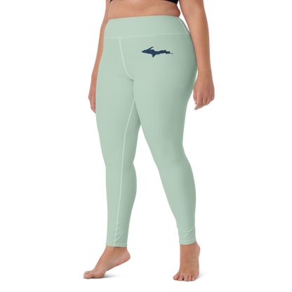 Michigan Upper Peninsula Yoga Leggings (w/ UP Outline) | Sea Green